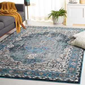 Safavieh Vintage Hamadan 210 Power Loomed Traditional Rug Blue / Ivory 9' x 12'