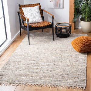 Vintage Leather 501 Contemporary Flat Weave 90% Recycled Leather, 10% Cotton Rug Beige