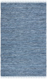 Vintage Leather 501 Contemporary Flat Weave 90% Recycled Leather, 10% Cotton Rug Blue / Grey