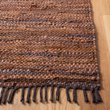 Vintage Leather 501 Contemporary Flat Weave 90% Recycled Leather, 10% Cotton Rug Light Brown