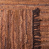 Vintage Leather 501 Contemporary Flat Weave 90% Recycled Leather, 10% Cotton Rug Light Brown