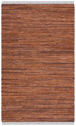 Vintage Leather 501 Contemporary Flat Weave 90% Recycled Leather, 10% Cotton Rug Light Brown