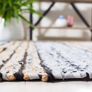 Vintage Leather 601 Hand Woven Pile Content: 70% Leather 30% Jute | Overall Content: 70% Leather 25% Jute 10% Cotton 0 Rug Silver / Natural PILE CONTENT: 70% LEATHER 30% JUTE | OVERALL CONTENT: 70% LEATHER 25% JUTE 10% COTTON VTL601G-5