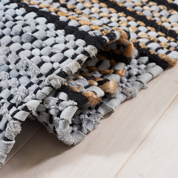 Vintage Leather 601 Hand Woven Pile Content: 70% Leather 30% Jute | Overall Content: 70% Leather 25% Jute 10% Cotton 0 Rug Silver / Natural PILE CONTENT: 70% LEATHER 30% JUTE | OVERALL CONTENT: 70% LEATHER 25% JUTE 10% COTTON VTL601G-5