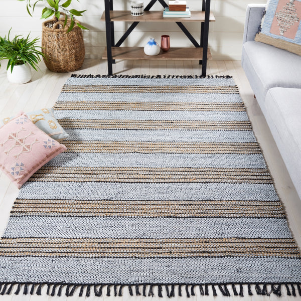 Vintage Leather 601 Hand Woven Pile Content: 70% Leather 30% Jute | Overall Content: 70% Leather 25% Jute 10% Cotton 0 Rug Silver / Natural PILE CONTENT: 70% LEATHER 30% JUTE | OVERALL CONTENT: 70% LEATHER 25% JUTE 10% COTTON VTL601G-5