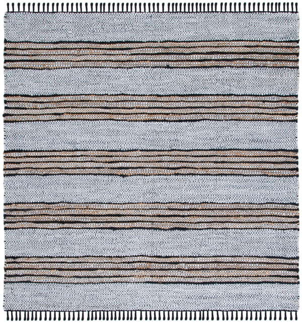 Vintage Leather 601 Hand Woven Pile Content: 70% Leather 30% Jute | Overall Content: 70% Leather 25% Jute 10% Cotton 0 Rug Silver / Natural PILE CONTENT: 70% LEATHER 30% JUTE | OVERALL CONTENT: 70% LEATHER 25% JUTE 10% COTTON VTL601G-6SQ