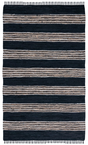 Vintage Leather 601 Hand Woven Pile Content: 70% Leather 30% Jute | Overall Content: 70% Leather 25% Jute 10% Cotton 0 Rug Black / Natural PILE CONTENT: 70% LEATHER 30% JUTE | OVERALL CONTENT: 70% LEATHER 25% JUTE 10% COTTON VTL601Z-5