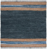Vintage Leather 601 Hand Woven Pile Content: 70% Leather 30% Jute | Overall Content: 70% Leather 25% Jute 10% Cotton 0 Rug Blue / Natural PILE CONTENT: 70% LEATHER 30% JUTE | OVERALL CONTENT: 70% LEATHER 25% JUTE 10% COTTON VTL602M-6SQ