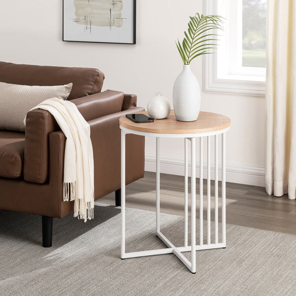 Walker Edison Vulcan Modern/Contemporary Minimalist Metal Slatted Side Table VULL8KWCO