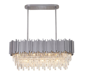 Bethel Satin Nickel Chandelier in Metal & Crystal