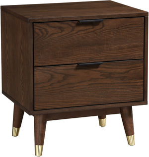 Vance Ash Veneer / Solid Wood / Metal Mid-Century Modern Walnut Night Stand - 19.75" W x 16" D x 23" H