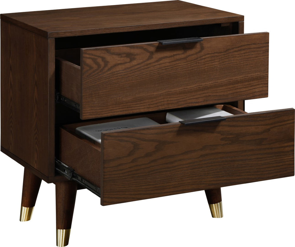 Vance Ash Veneer / Solid Wood / Metal Mid-Century Modern Walnut Night Stand - 19.75" W x 16" D x 23" H