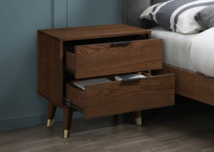 Vance Ash Veneer / Solid Wood / Metal Mid-Century Modern Walnut Night Stand - 19.75" W x 16" D x 23" H