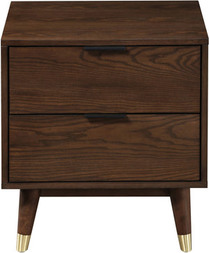 Vance Ash Veneer / Solid Wood / Metal Mid-Century Modern Walnut Night Stand - 19.75" W x 16" D x 23" H