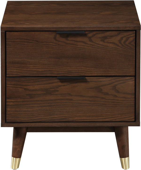 Vance Ash Veneer / Solid Wood / Metal Mid-Century Modern Walnut Night Stand - 19.75" W x 16" D x 23" H