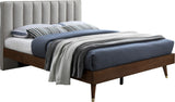 Vance Linen Textured Fabric Mid-Century Modern Bed