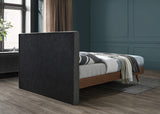 Vance Linen Textured Fabric / Solid Wood / Foam Mid-Century Modern Grey Linen Textured Fabric Queen Bed (3 Boxes) - 63" W x 85" D x 43.5" H
