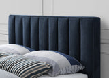 Vance Linen Textured Fabric / Solid Wood / Foam Mid-Century Modern Navy Linen Textured Fabric King Bed (3 Boxes) - 80" W x 85" D x 43.5" H