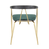 Vanessa Contemporary Chair in Gold Metal and Green Velvet with Black Wood Accent by LumiSource - Set of 2