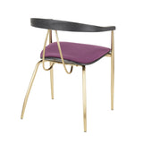 Vanessa Contemporary Chair in Gold Metal and Purple Velvet with Black Wood Accent by LumiSource - Set of 2