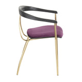 Vanessa Contemporary Chair in Gold Metal and Purple Velvet with Black Wood Accent by LumiSource - Set of 2