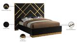 Vector Velvet / Engineered Wood / Metal / Foam Contemporary Black Velvet King Bed - 97.5" W x 85.5" D x 68" H