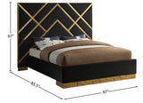Vector Velvet / Engineered Wood / Metal / Foam Contemporary Black Velvet King Bed - 97.5" W x 85.5" D x 68" H