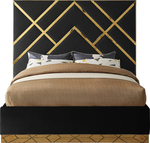 Vector Velvet / Engineered Wood / Metal / Foam Contemporary Black Velvet King Bed - 97.5" W x 85.5" D x 68" H
