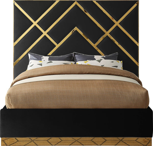 Vector Velvet / Engineered Wood / Metal / Foam Contemporary Black Velvet King Bed - 97.5" W x 85.5" D x 68" H