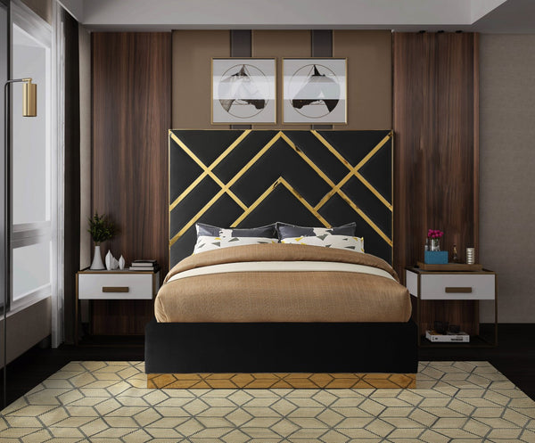 Vector Velvet / Engineered Wood / Metal / Foam Contemporary Black Velvet King Bed - 97.5" W x 85.5" D x 68" H