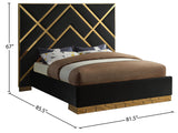 Vector Velvet / Engineered Wood / Metal / Foam Contemporary Black Velvet Queen Bed - 81.5" W x 85.5" D x 68" H