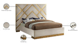 Vector Velvet / Engineered Wood / Metal / Foam Contemporary Cream  Velvet King Bed - 97.5" W x 85.5" D x 68" H