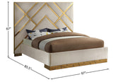 Vector Velvet / Engineered Wood / Metal / Foam Contemporary Cream  Velvet King Bed - 97.5" W x 85.5" D x 68" H