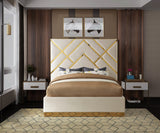 Vector Velvet / Engineered Wood / Metal / Foam Contemporary Cream  Velvet Queen Bed - 81.5" W x 85.5" D x 68" H