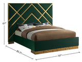Vector Velvet / Engineered Wood / Metal / Foam Contemporary Green Velvet King Bed - 97.5" W x 85.5" D x 68" H