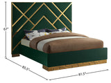 Vector Velvet / Engineered Wood / Metal / Foam Contemporary Green Velvet Queen Bed - 81.5" W x 85.5" D x 68" H