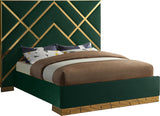 Vector Velvet / Engineered Wood / Metal / Foam Contemporary Green Velvet Queen Bed - 81.5" W x 85.5" D x 68" H