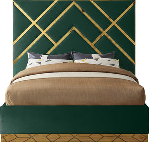 Vector Velvet / Engineered Wood / Metal / Foam Contemporary Green Velvet Queen Bed - 81.5" W x 85.5" D x 68" H