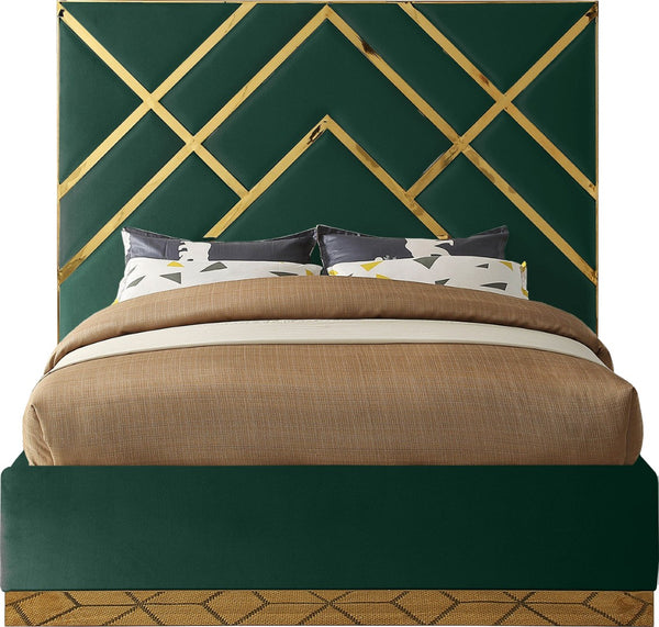 Vector Velvet / Engineered Wood / Metal / Foam Contemporary Green Velvet Queen Bed - 81.5" W x 85.5" D x 68" H