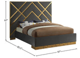 Vector Velvet / Engineered Wood / Metal / Foam Contemporary Grey Velvet King Bed - 97.5" W x 85.5" D x 68" H