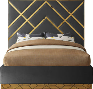 Vector Velvet / Engineered Wood / Metal / Foam Contemporary Grey Velvet King Bed - 97.5" W x 85.5" D x 68" H