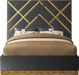 Vector Velvet / Engineered Wood / Metal / Foam Contemporary Grey Velvet Queen Bed - 81.5" W x 85.5" D x 68" H