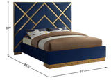 Vector Velvet / Engineered Wood / Metal / Foam Contemporary Navy Velvet King Bed - 97.5" W x 85.5" D x 68" H