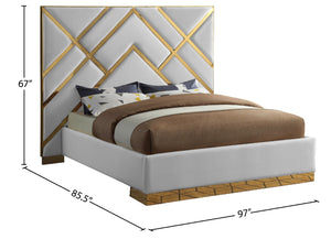 Vector Faux Leather / Metal / Foam Contemporary White Faux Leather King Bed - 97.5" W x 85.5" D x 68" H