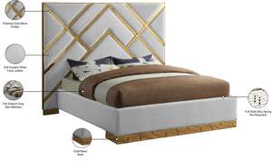 Vector Faux Leather / Metal / Foam Contemporary White Faux Leather King Bed - 97.5" W x 85.5" D x 68" H