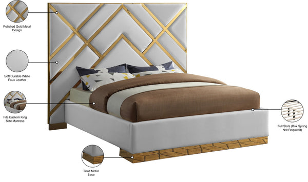 Vector Faux Leather / Metal / Foam Contemporary White Faux Leather King Bed - 97.5" W x 85.5" D x 68" H
