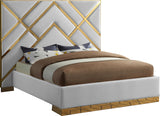 Vector Faux Leather / Metal / Foam Contemporary White Faux Leather King Bed - 97.5" W x 85.5" D x 68" H