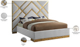 Vector Faux Leather / Metal / Foam Contemporary White Faux Leather Queen Bed - 81.5" W x 85.5" D x 68" H