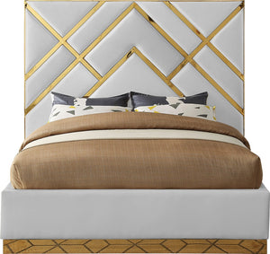 Vector Faux Leather / Metal / Foam Contemporary White Faux Leather Queen Bed - 81.5" W x 85.5" D x 68" H