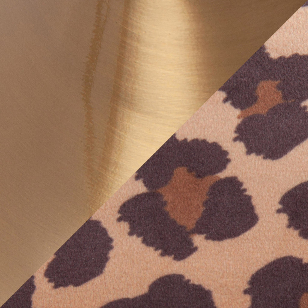 Velvet Dot Glam Adjustable Barstool in Gold Metal and Leopard Print Velvet by LumiSource